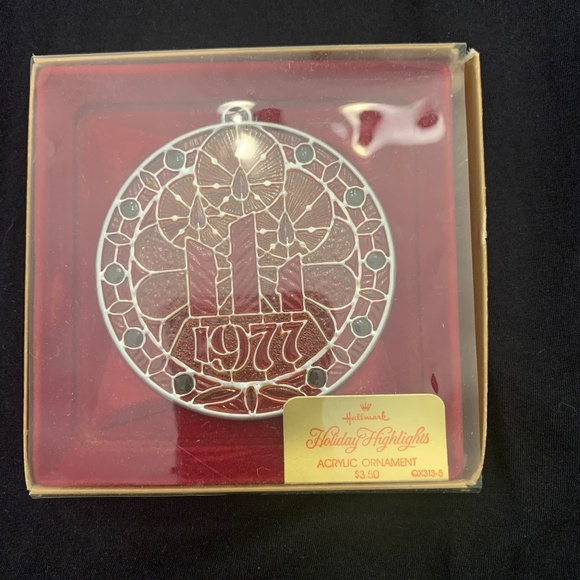 TIFFANY 1977 Hallmark Holiday HIghlights Acrylic Ornament QX313-5 Original Box - Picture 2 of 7